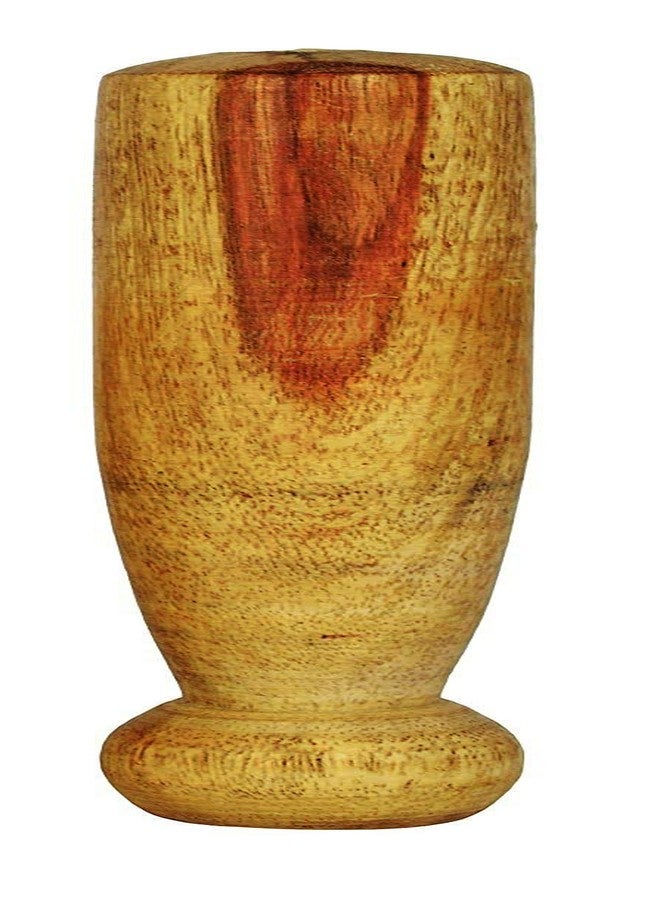 Logro Wooden Okhali and Musal Natural Wooden Okhli Spice Mixer Kharal, Ginger Garlic Crusher, Kitchen Khalbatta Masher (Big Size - 9 x 9 x 12 cm) - Image 3